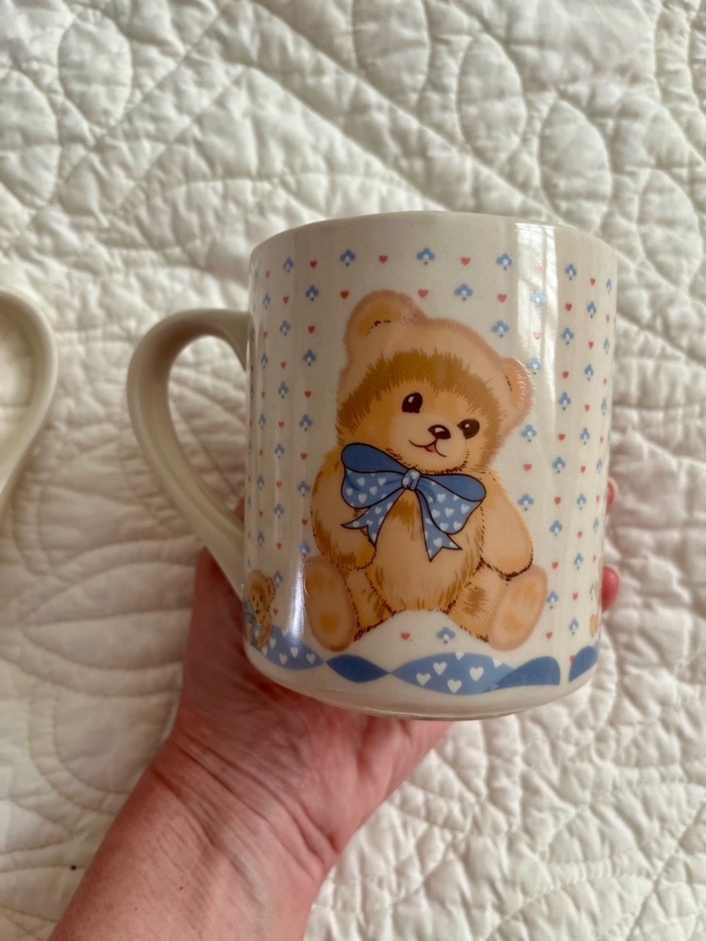 Theodore Bear by TIENSHAN Cute Teddy Ceramic Mugs with Blue Bow (Set of 2) EUC - Picture 8 of 10
